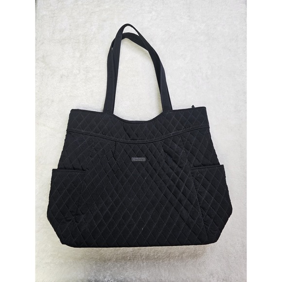 Vera Bradley Handbags - Vera Bradley Solid Black Purse Shoulder Bag Tote Work Office Travel Quilted